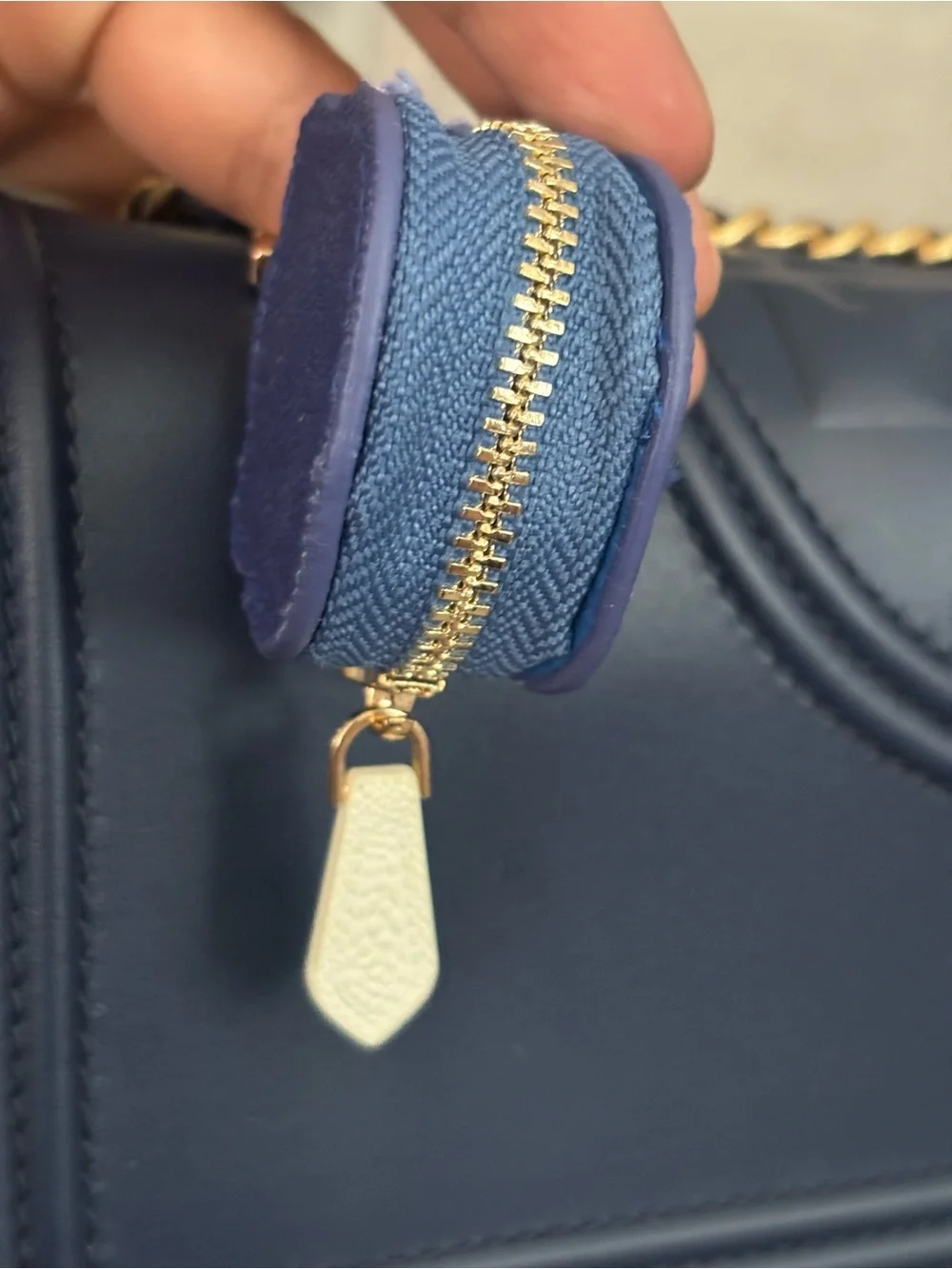 Hello Kitty Navy Blue Denim Face Charm Key/zipper pull tag